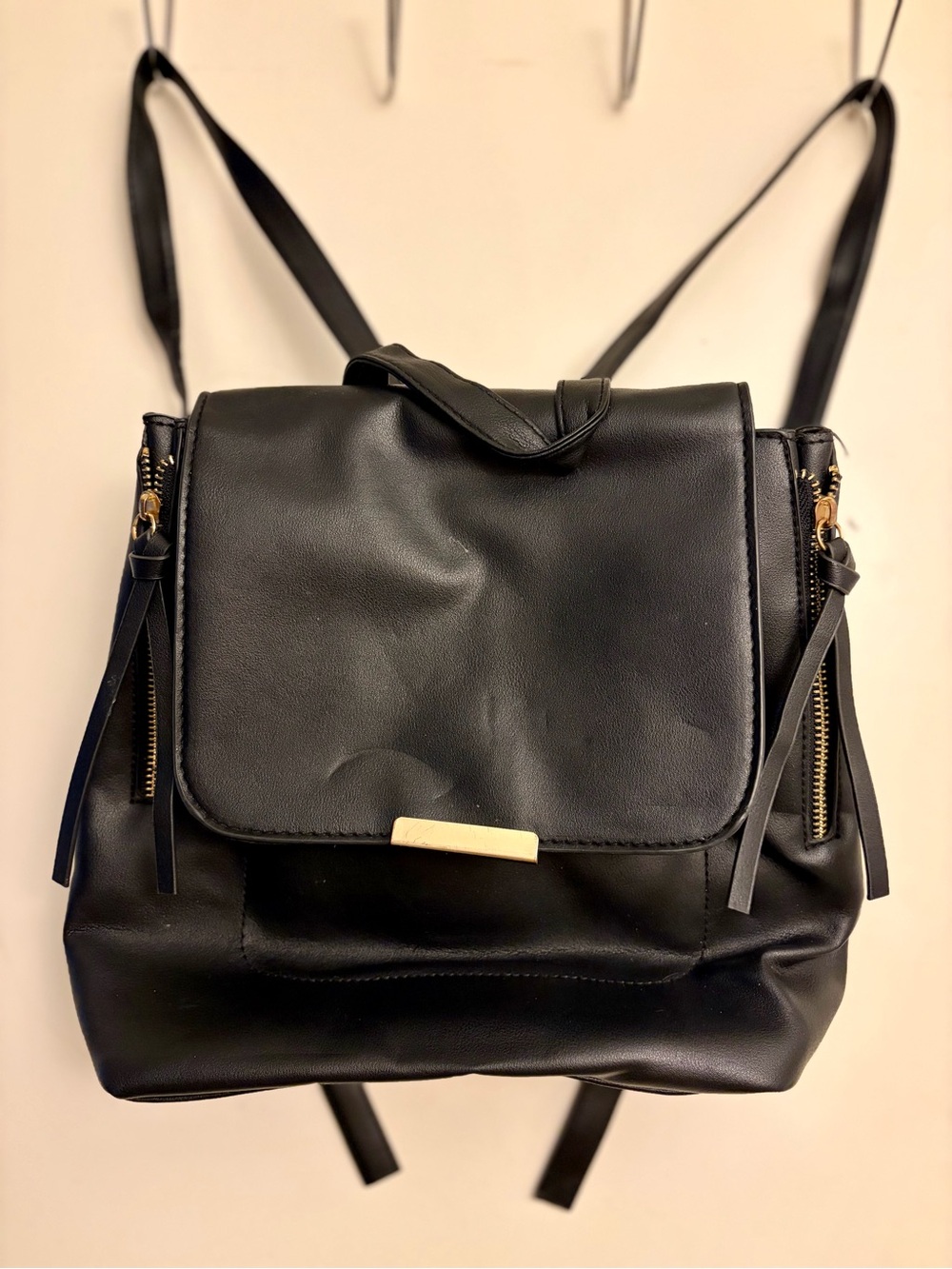 Classic Black Women's Backpack Purse - Sleek Minimal Design